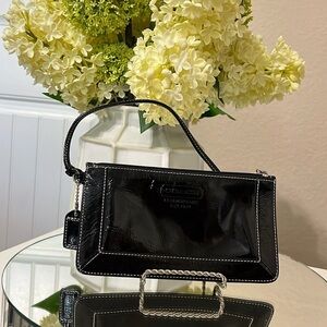 Coach Black Patent Leather Wristlet, Vintage